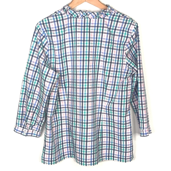 Talbots Plaid Ruffle Neck Blouse - Picture 2 of 3